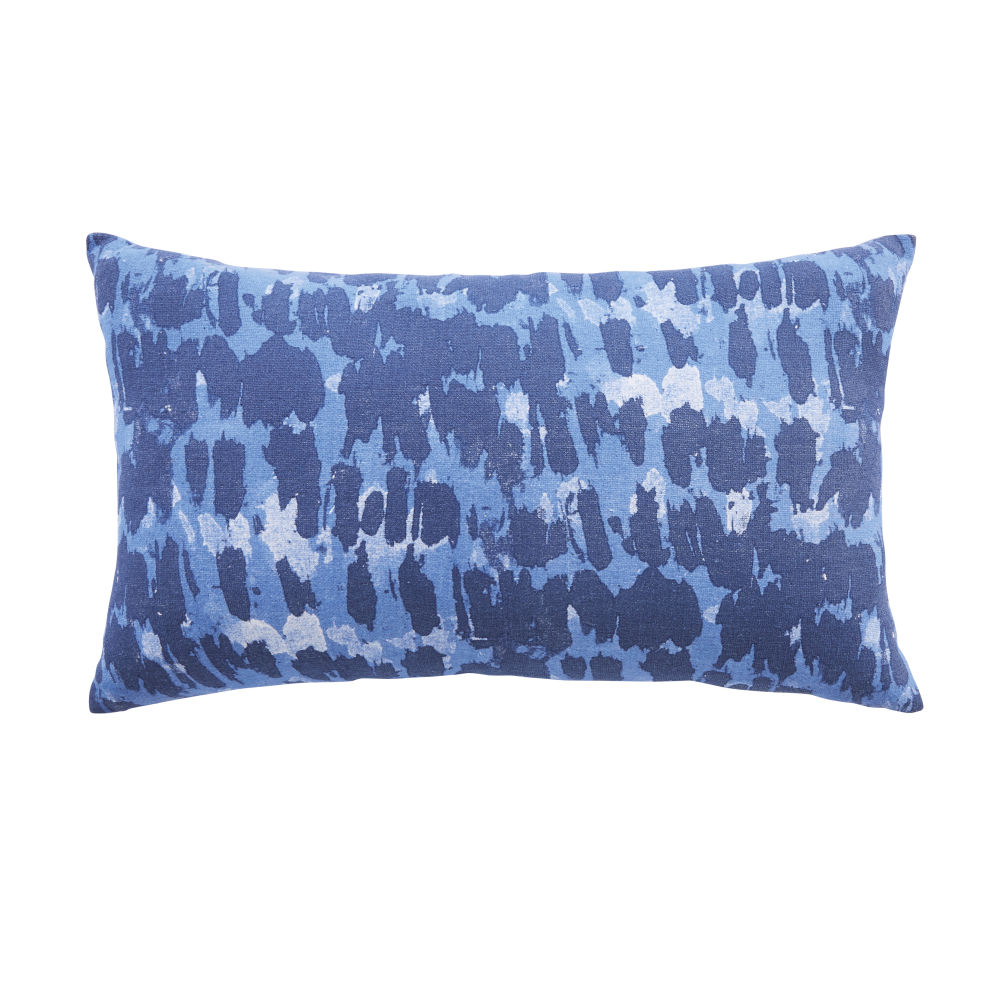 Coussin en coton imprimé bleu marine et bleu clair 30x50