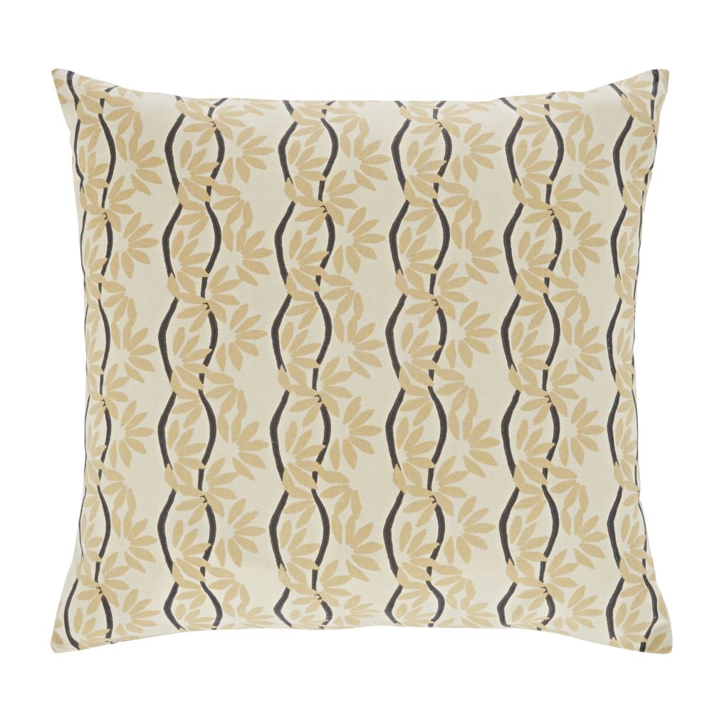Coussin en coton imprimé vert kaki, beige, écru et gris anthracite 45x45 Coussin en coton imprimé vert kaki, beige, écru et gris anthracite 45x45