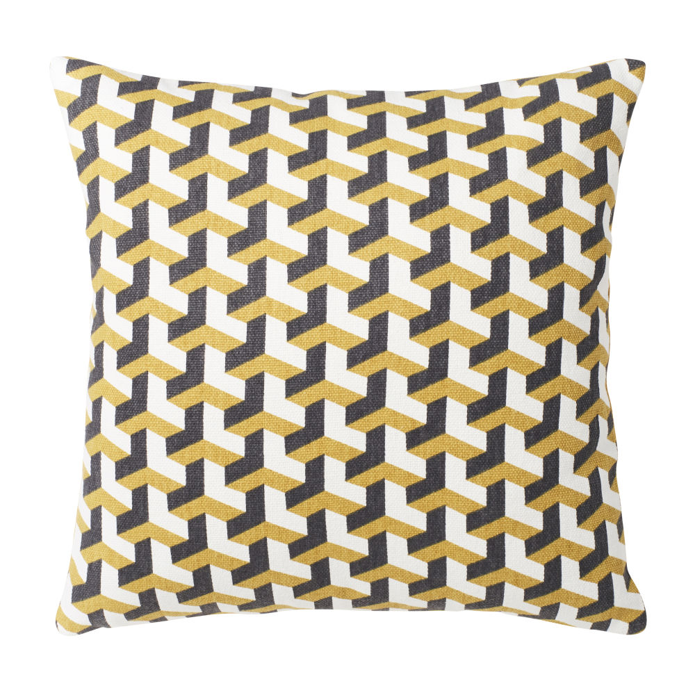 Coussin en coton motifs graphiques multicolores 45X45 (photo) Coussin en coton motifs graphiques multicolores 45X45