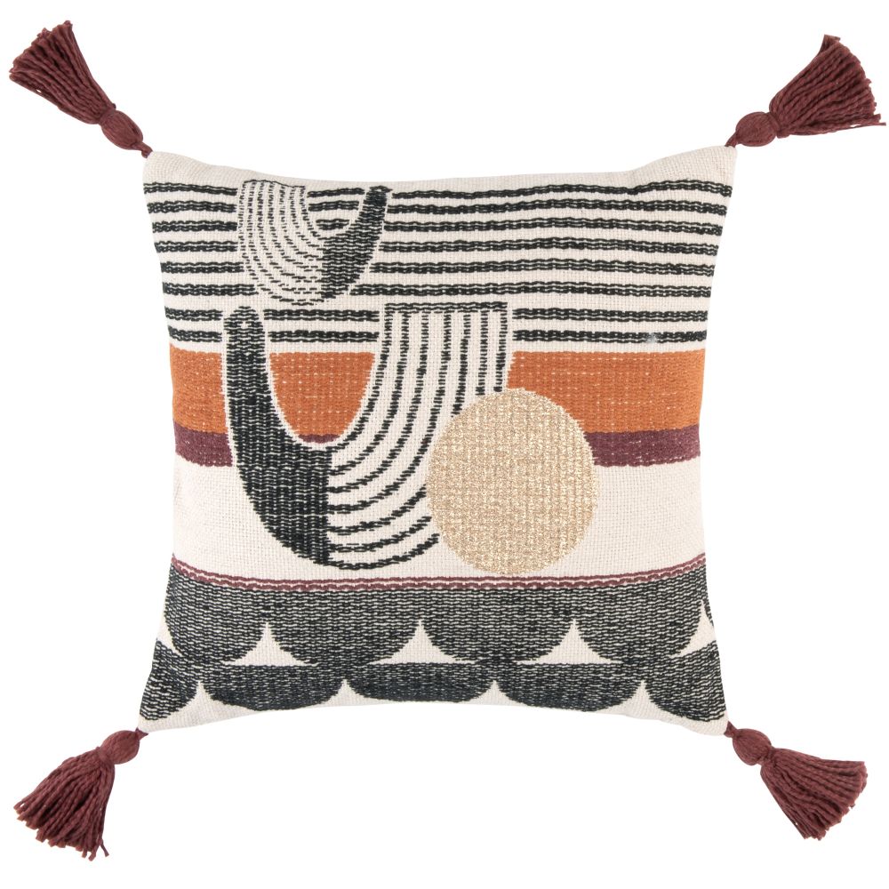 Coussin en coton multicolore à pompons 45x45 (photo) Coussin en coton multicolore à pompons 45x45