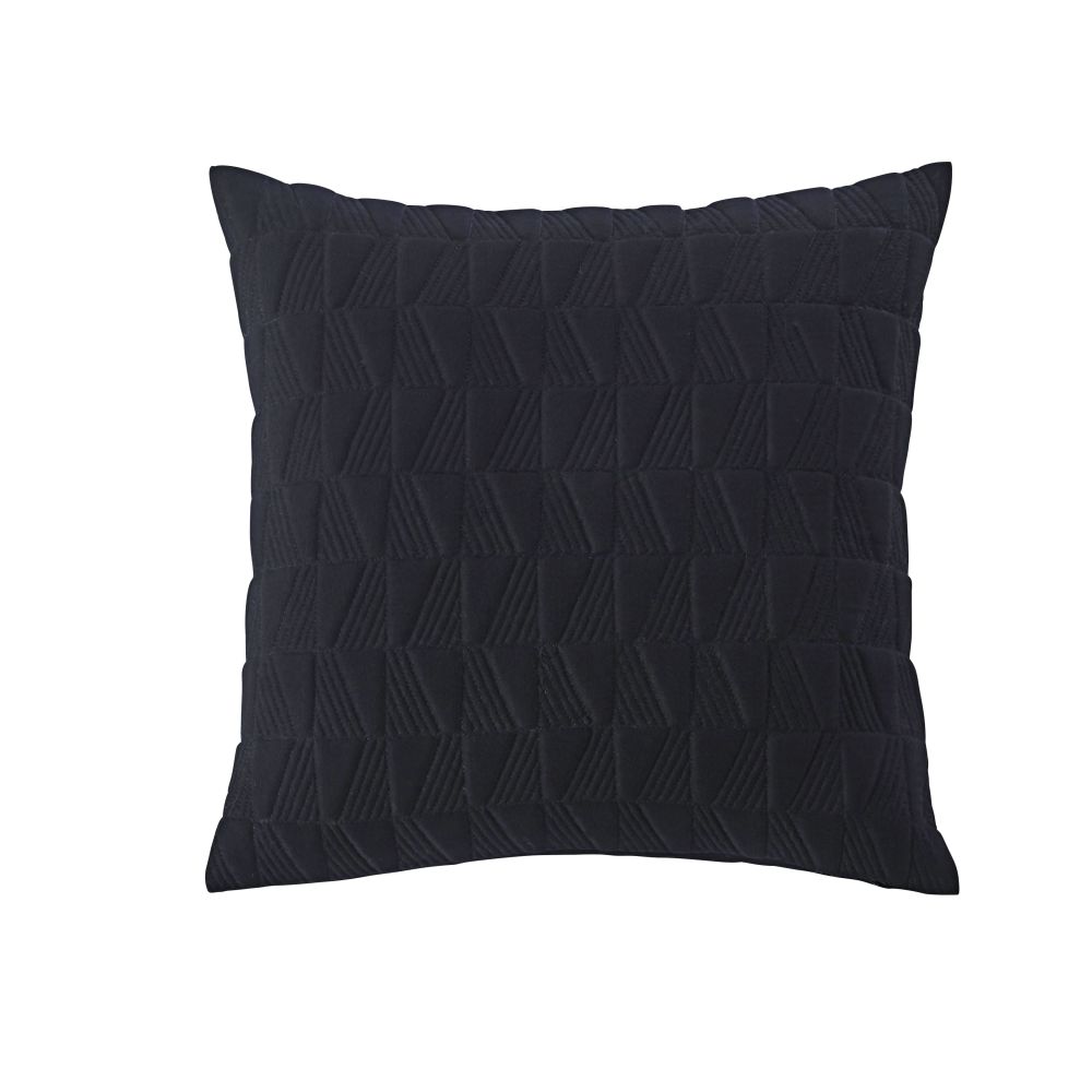 Coussin en coton noir effet molleton surpiqué 45x45 (photo) Coussin en coton noir effet molleton surpiqué 45x45