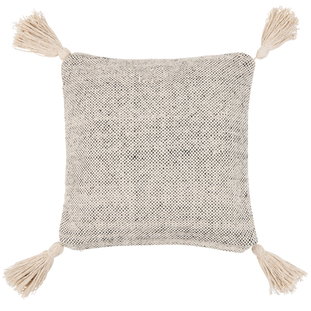 Coussin en coton noir et blanc à pompons 45x45 (photo) Coussin en coton noir et blanc à pompons 45x45