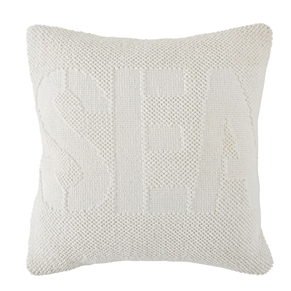 Coussin en coton tissé beige effet gros grain 45x45