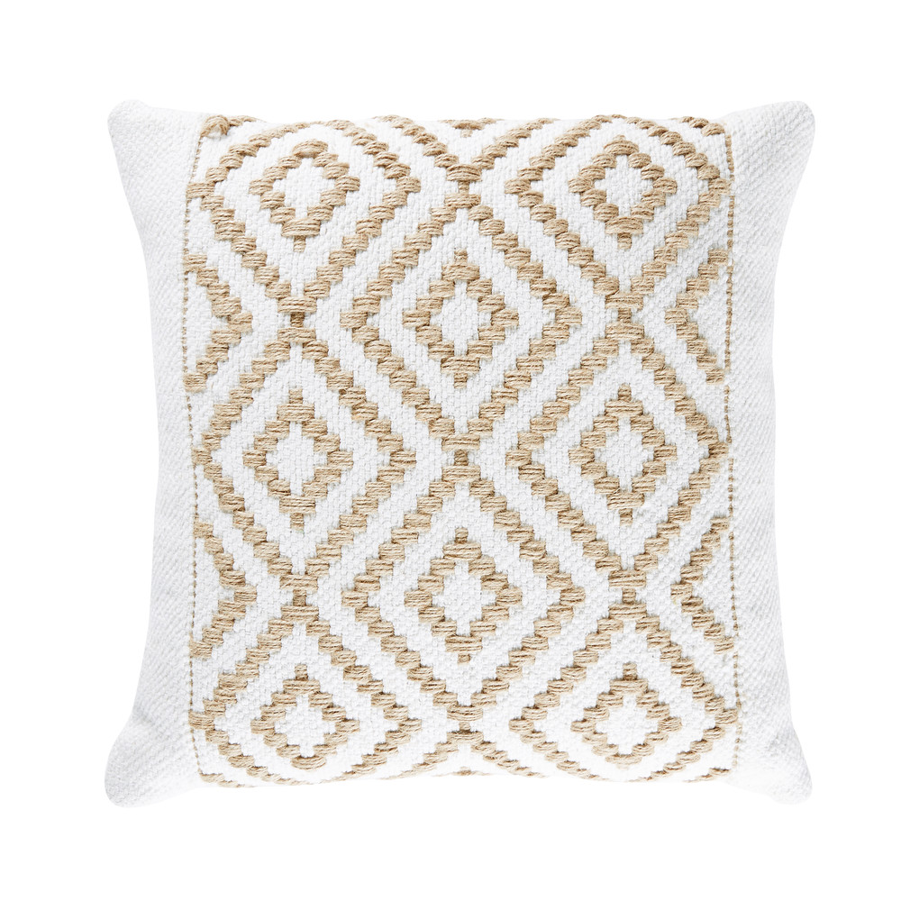 Coussin en jute et coton motifs graphiques 45x45