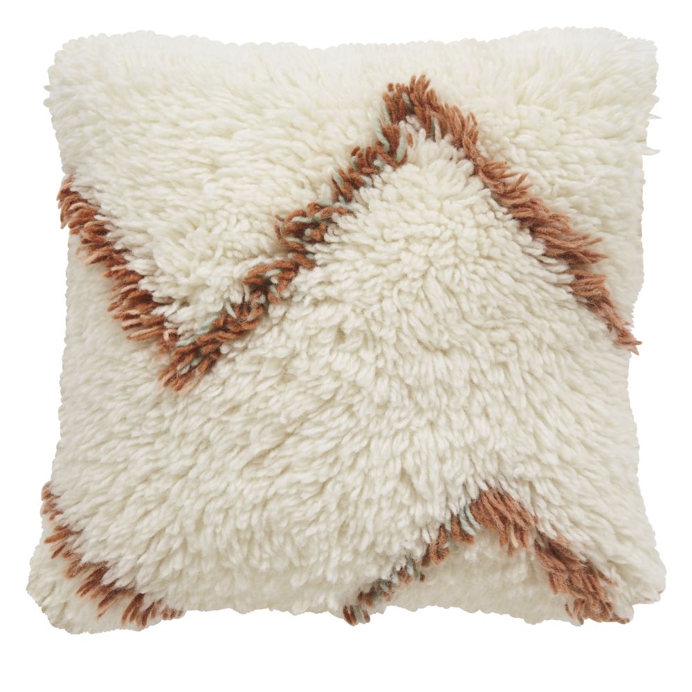 Coussin en laine et coton tissés main écrus à rayures multicolores 45x45 Coussin en laine et coton tissés main écrus à rayures multicolores 45x45