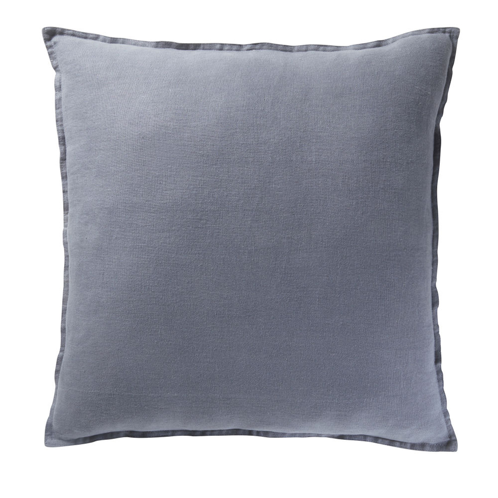 Coussin en lin lavé bleu 60x60 Coussin en lin lavé bleu 60x60