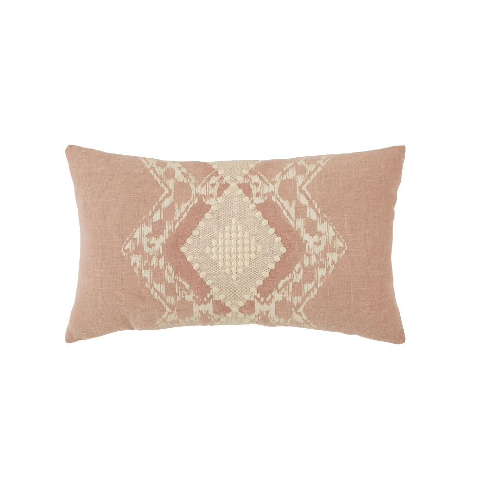 Coussin en lin lavé et coton roses et beiges imprimé tie and dye 30x50 Coussin en lin lavé et coton roses et beiges imprimé tie and dye 30x50