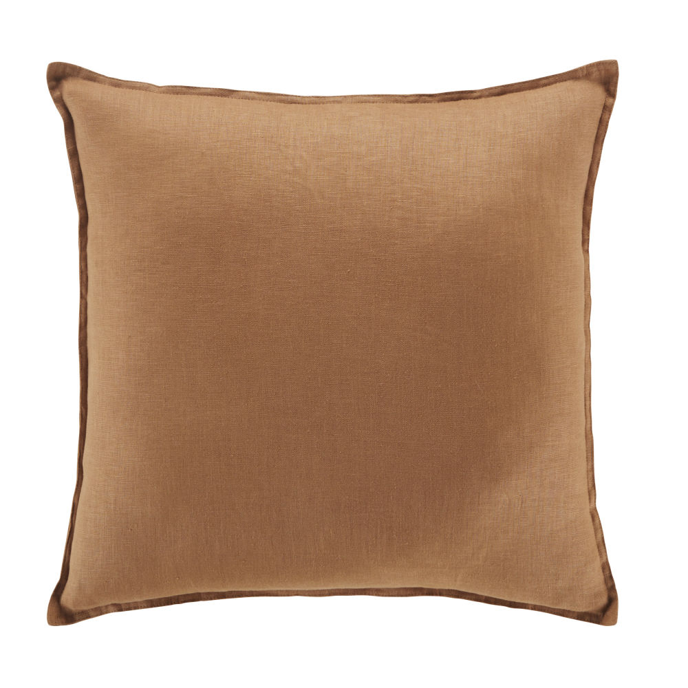 Coussin en lin lavé moka 45x45, OEKO-TEX® Coussin en lin lavé moka 45x45, OEKO-TEX®