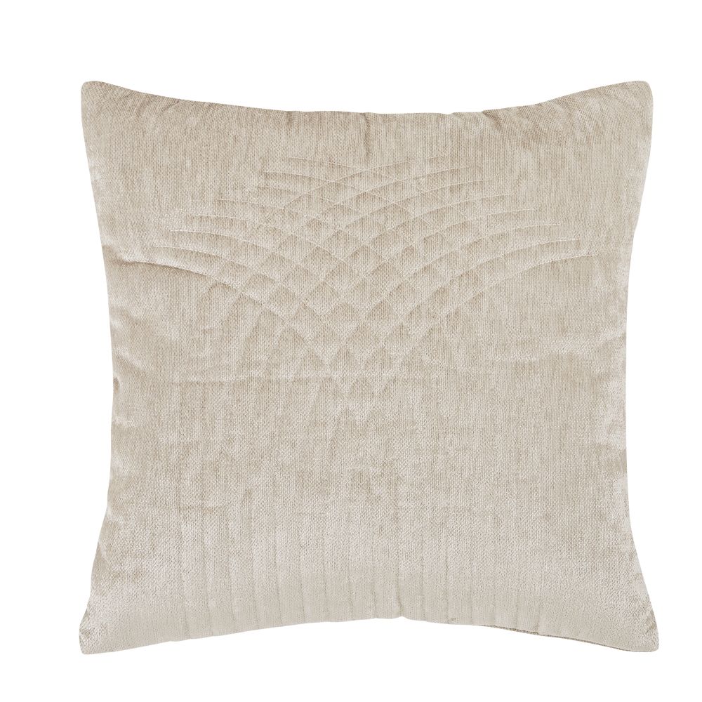 Coussin en velours beige motifs brodés 45x45 Coussin en velours beige motifs brodés 45x45