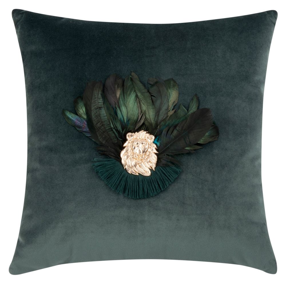 Coussin en velours bleu canard, vert et argenté 40x40 Coussin en velours bleu canard, vert et argenté 40x40