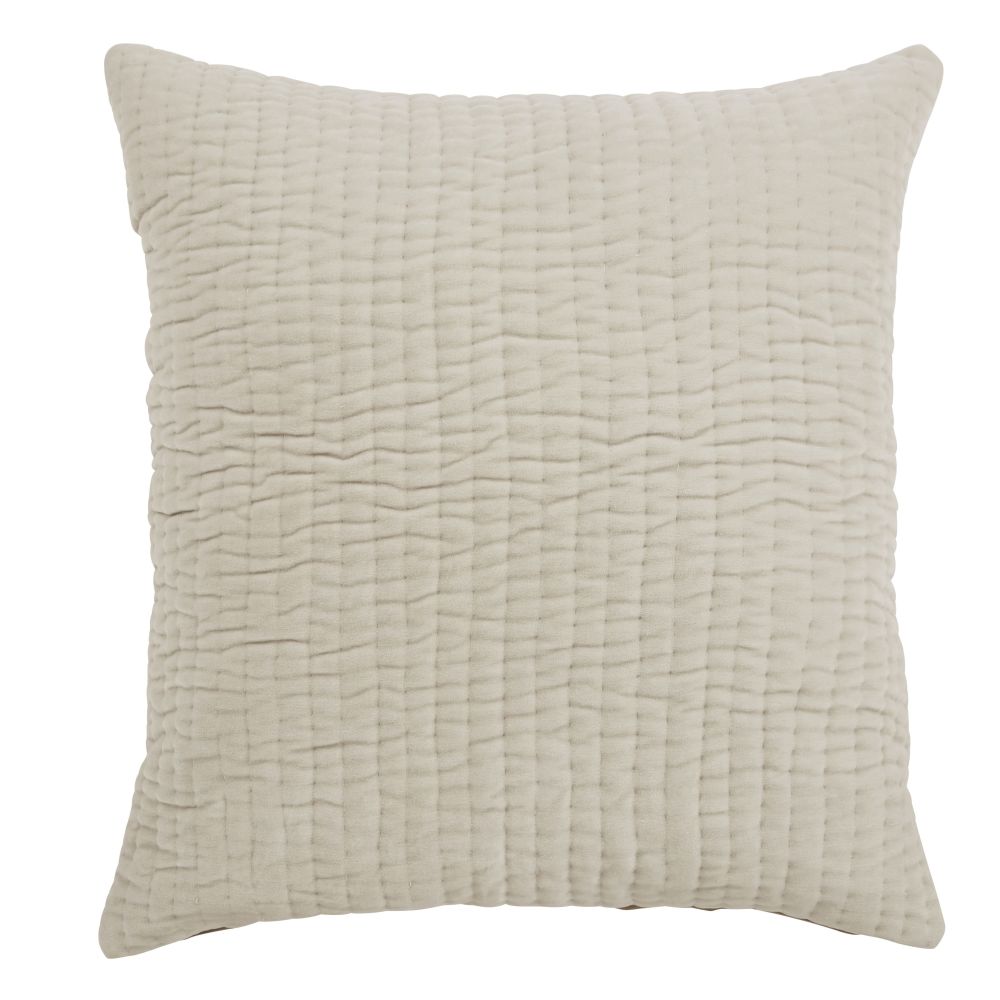 Coussin en velours de coton beige motif surpiqué 60x60 Coussin en velours de coton beige motif surpiqué 60x60