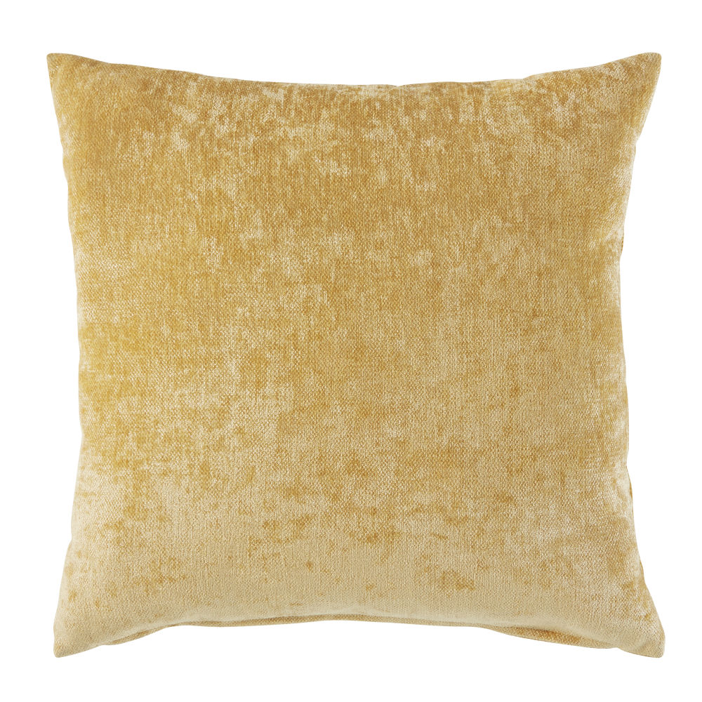 Coussin en velours effet vieilli jaune moutarde 60x60, OEKO-TEX® Coussin en velours effet vieilli jaune moutarde 60x60, OEKO-TEX®