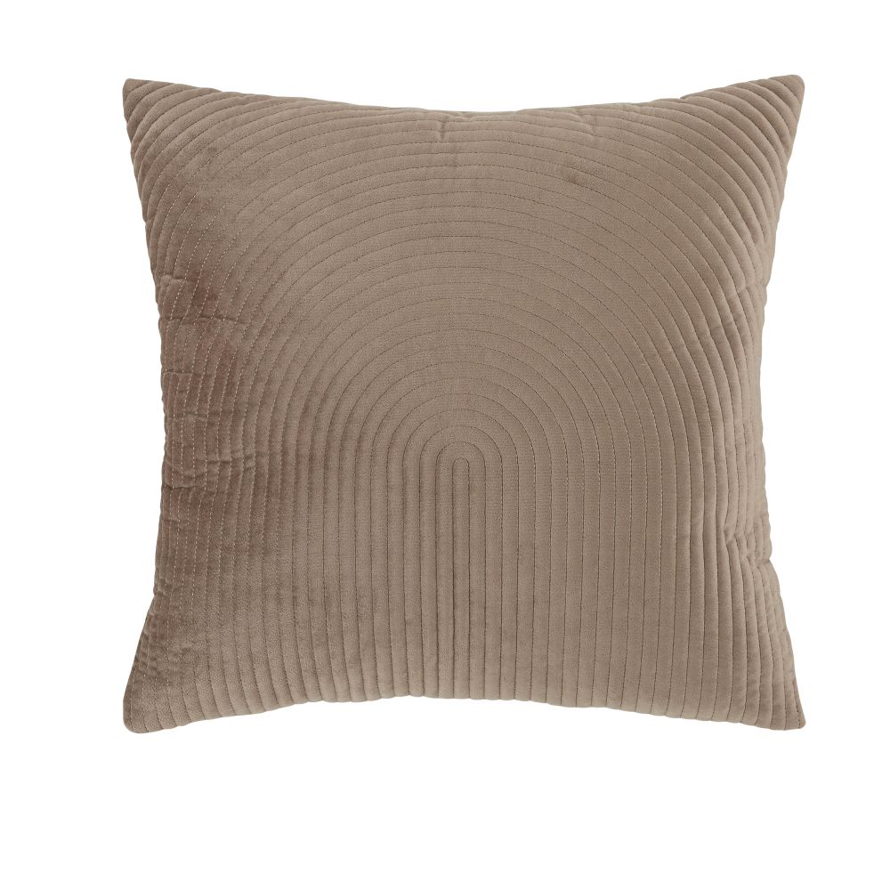 Coussin en velours marron glacé avec motifs brodés argentés 45x45 (photo) Coussin en velours marron glacé avec motifs brodés argentés 45x45