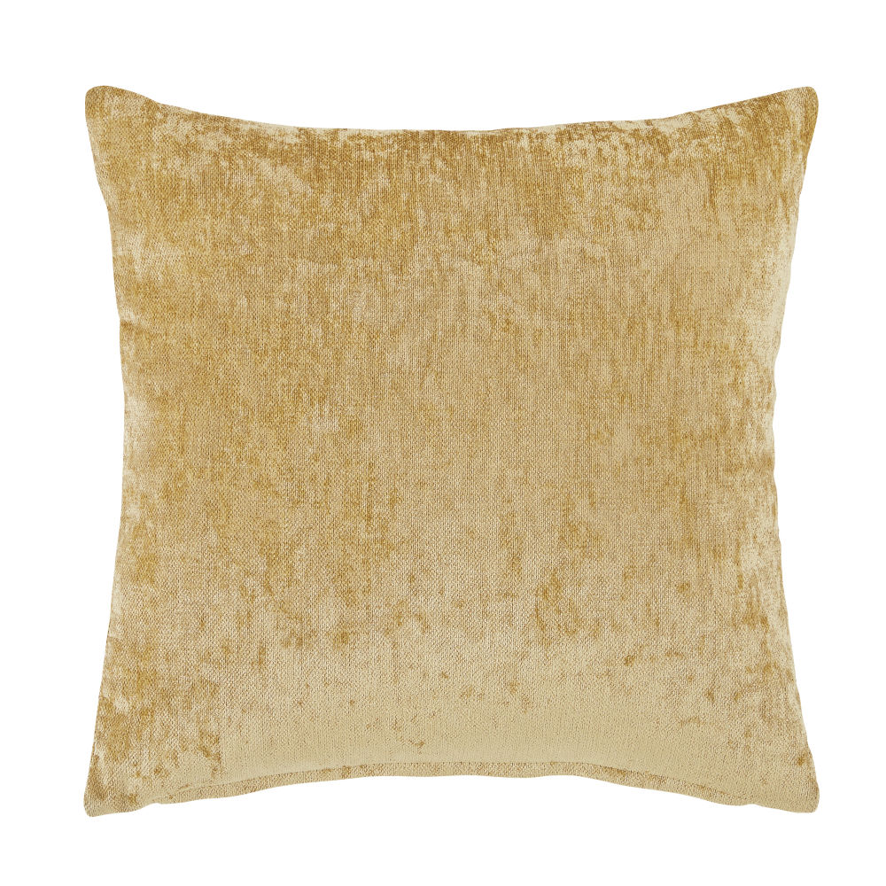 Coussin en velours ocre effet vieilli 45x45 (photo) Coussin en velours ocre effet vieilli 45x45