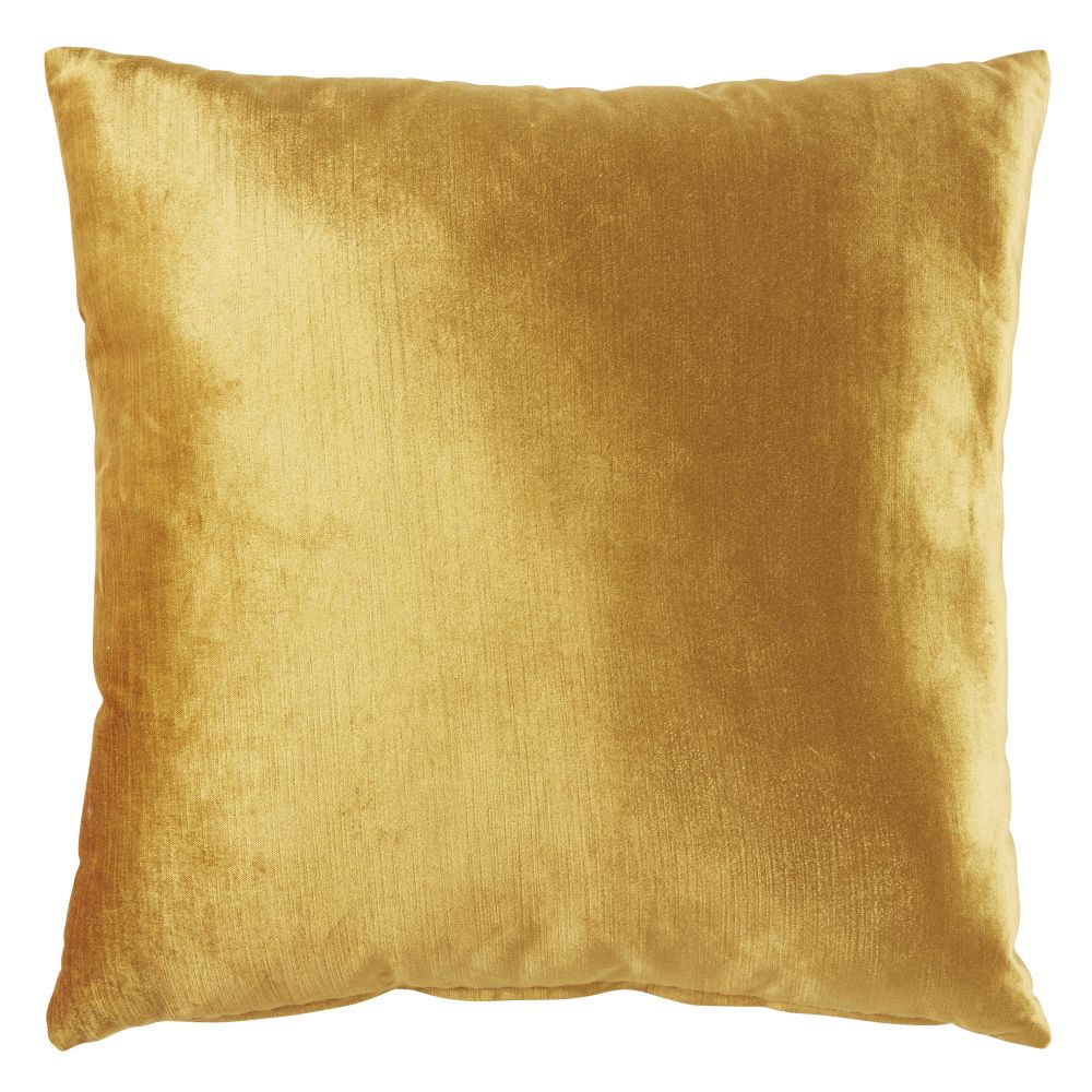 Coussin en velours soyeux jaune moutarde 45x45 Coussin en velours soyeux jaune moutarde 45x45