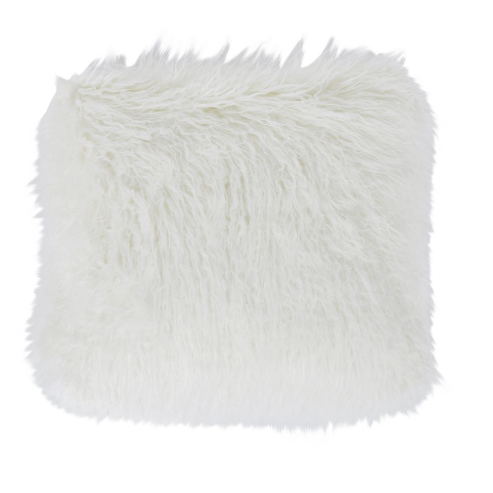Coussin imitation fourrure de Mongolie blanche 45x45 Coussin imitation fourrure de Mongolie blanche 45x45