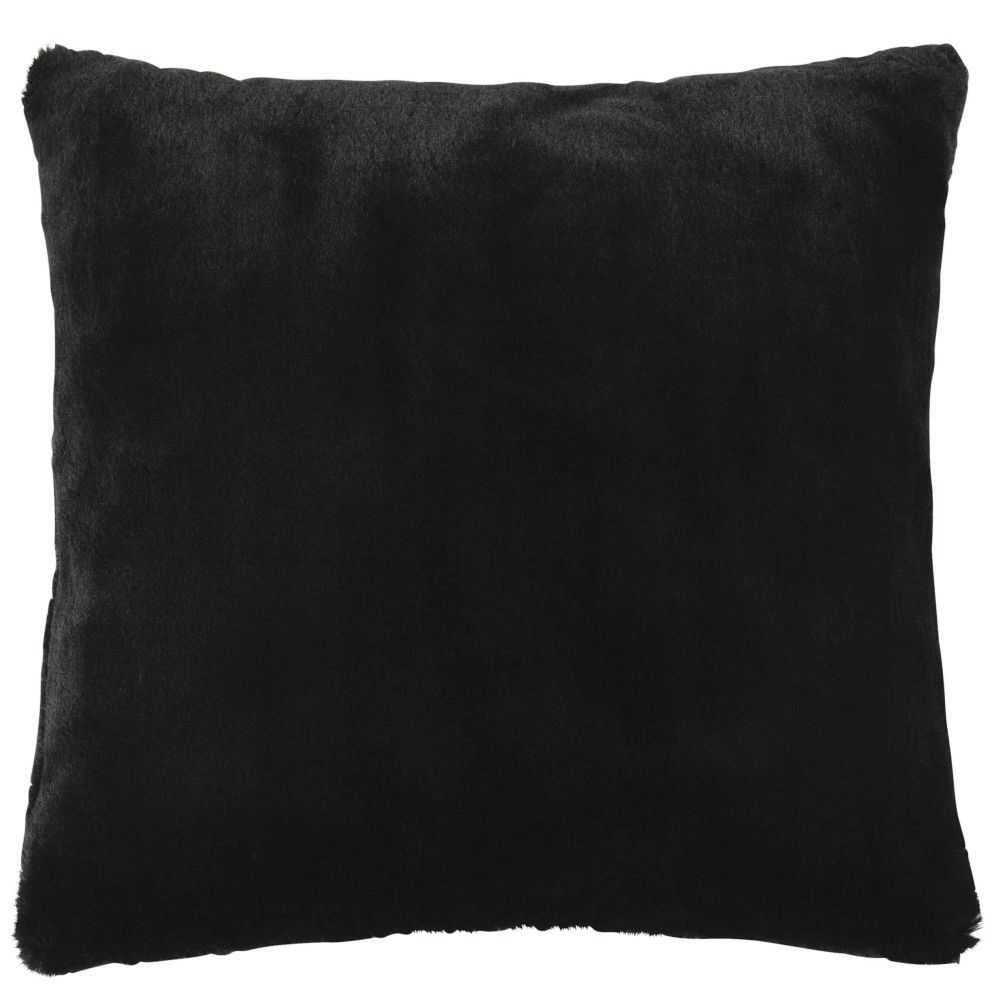 Coussin imitation fourrure noire 45x45 Coussin imitation fourrure noire 45x45