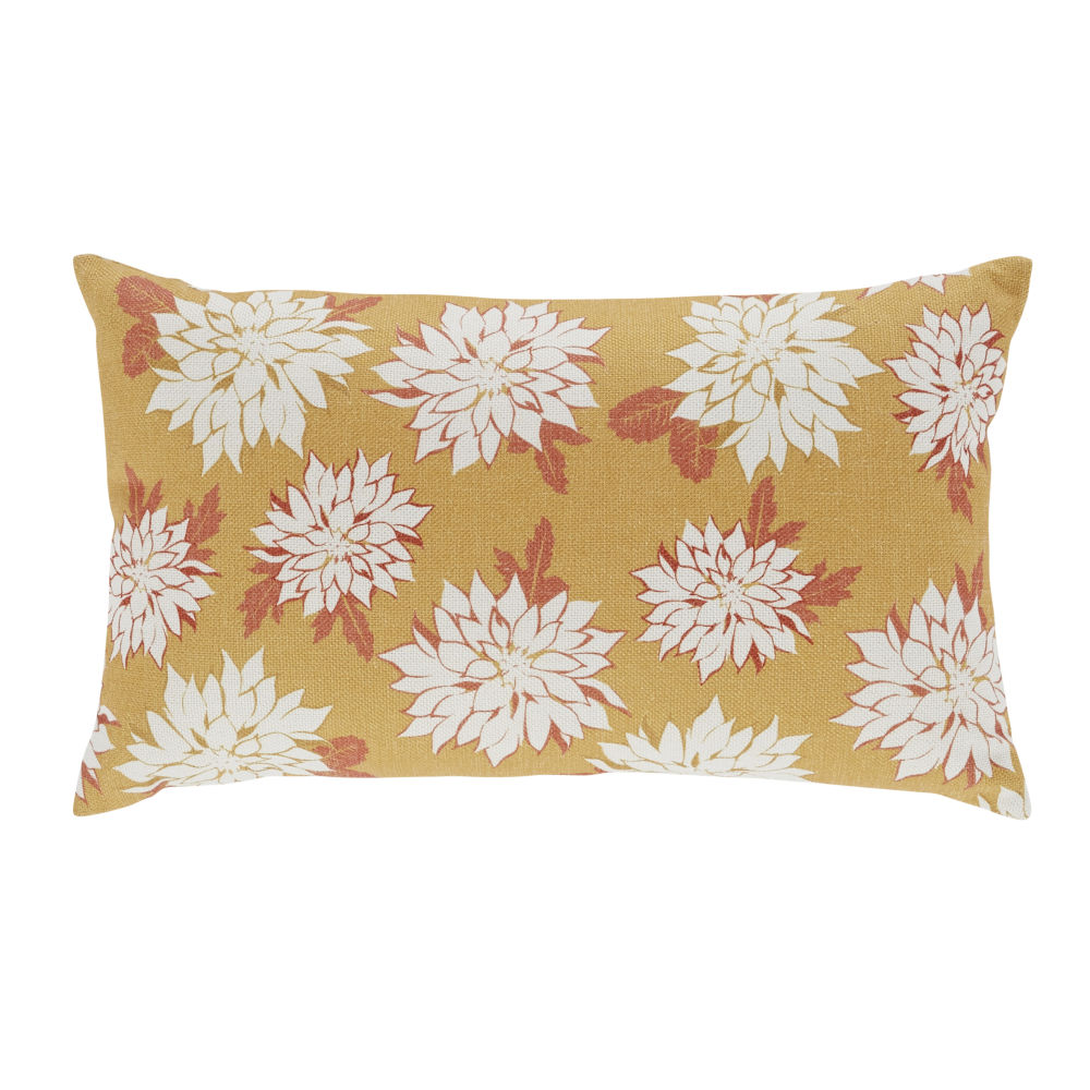 Coussin imprimé floral écru et jaune moutarde 30x50 Coussin imprimé floral écru et jaune moutarde 30x50