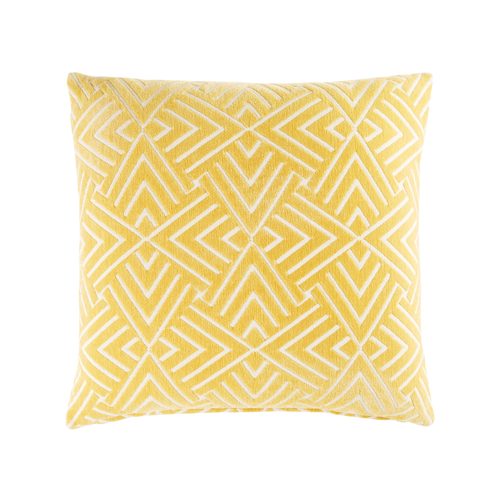 Coussin jaune motifs graphiques blancs 45x45 Coussin jaune motifs graphiques blancs 45x45