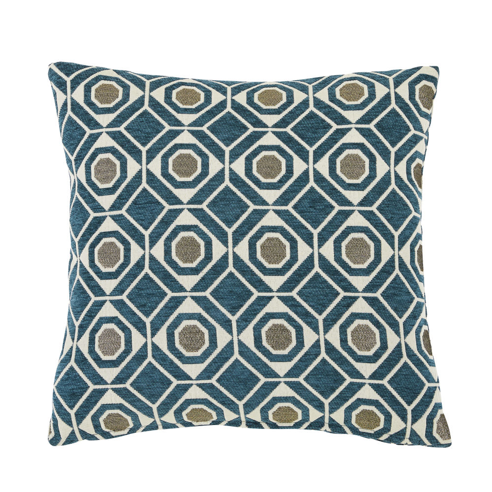 Coussin motifs graphiques verts et fils dorés 45x45 Coussin motifs graphiques verts et fils dorés 45x45