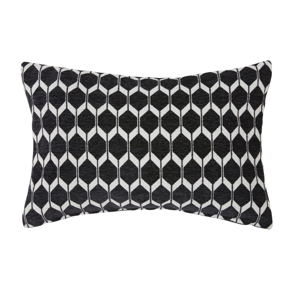 Coussin noir motifs graphiques 40x60