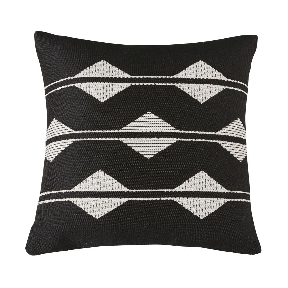Coussins d'extérieur tissé motifs graphiques noirs et blancs 45x45