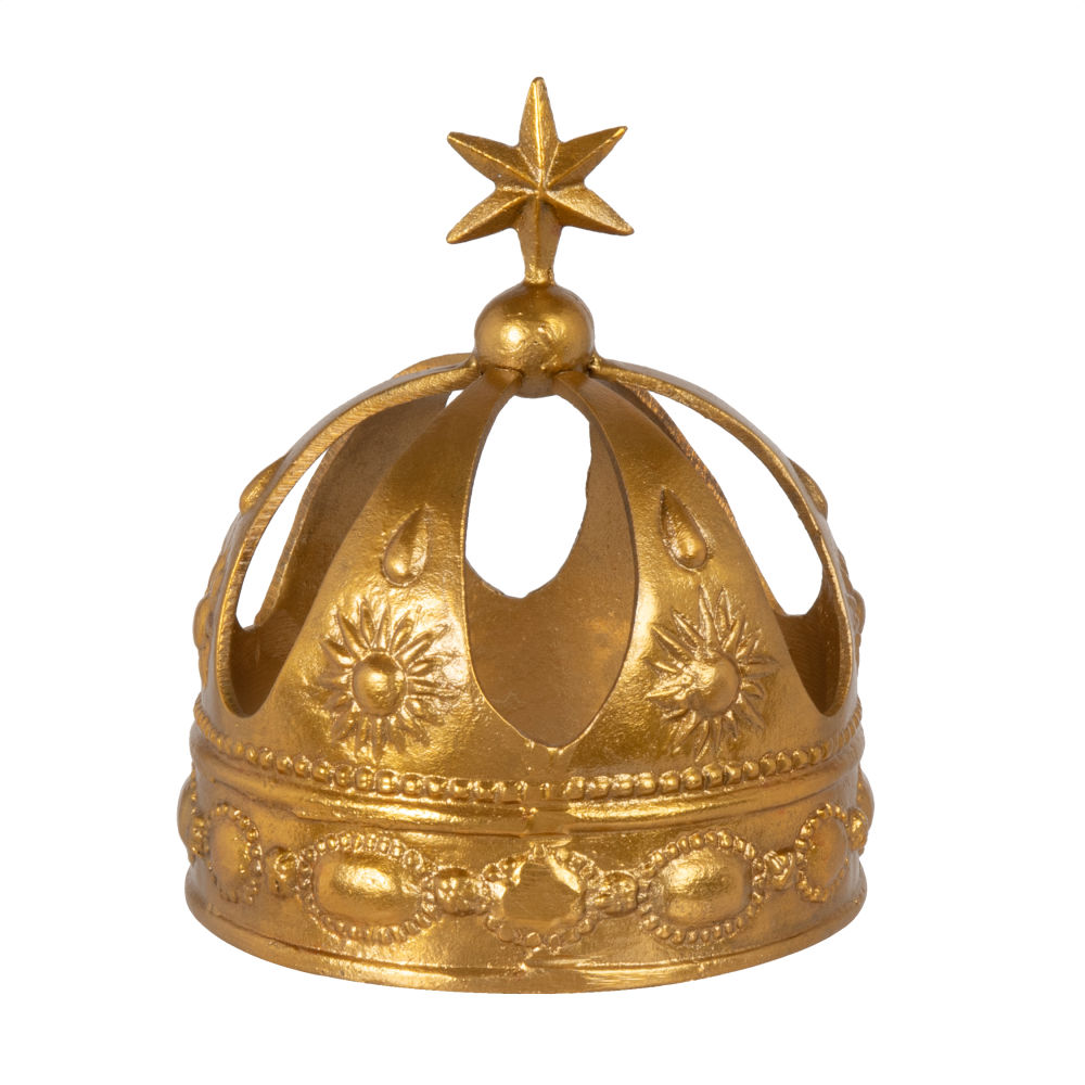 Déco couronne en aluminium doré H15