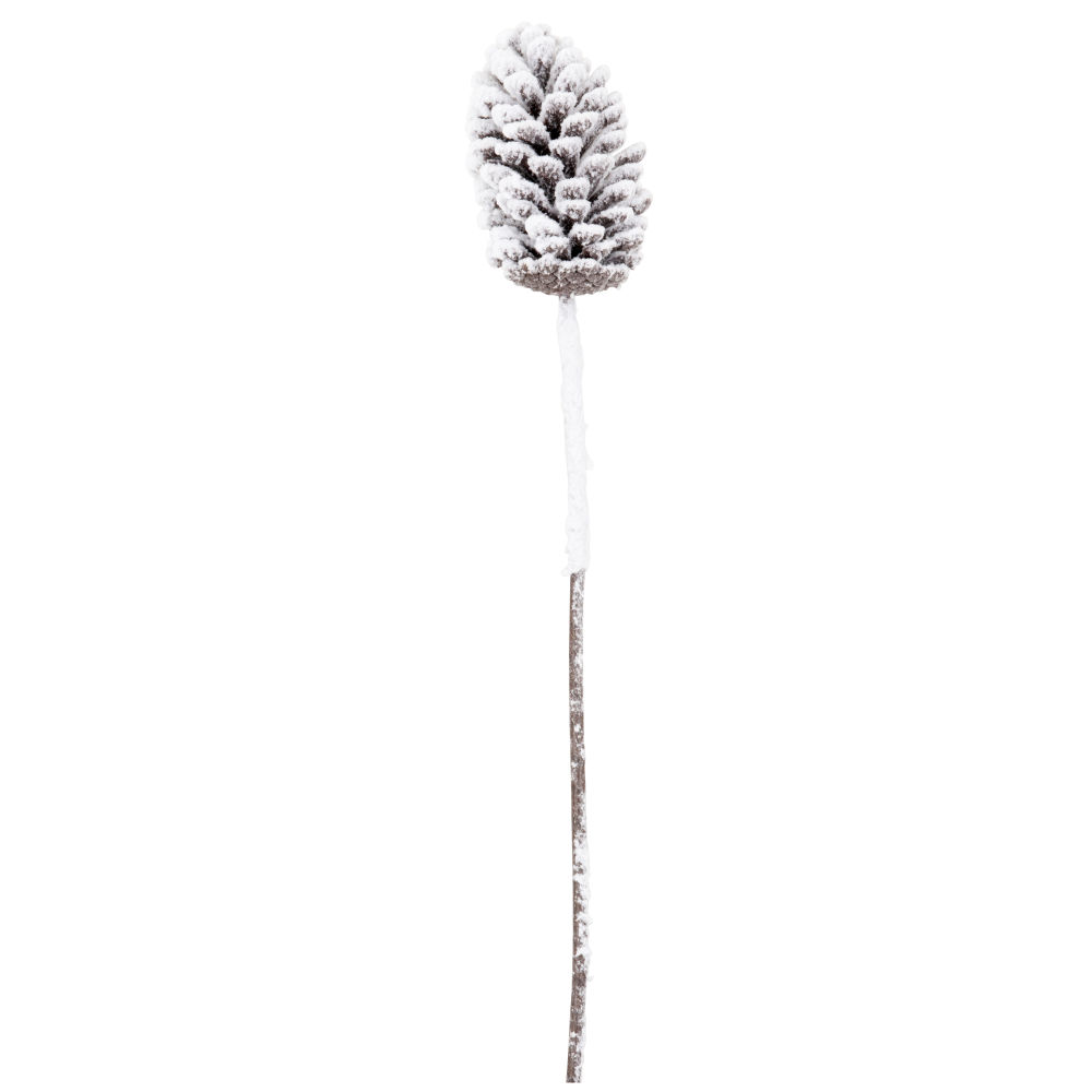 Déco de Noël tige pomme de pin blanche Déco de Noël tige pomme de pin blanche