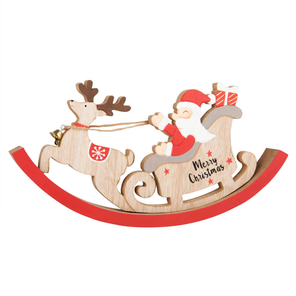 Déco de Noël traineau coloris rouge et naturel Déco de Noël traineau coloris rouge et naturel