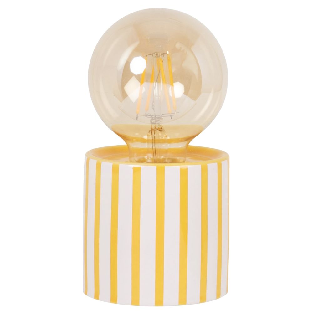 Déco lumineuse en céramique jaune et blanche ave globe en verre Déco lumineuse en céramique jaune et blanche ave globe en verre