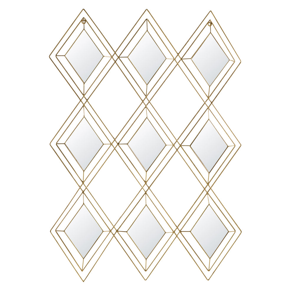 Déco murale 9 miroirs en métal doré 72x102 (photo) Déco murale 9 miroirs en métal doré 72x102