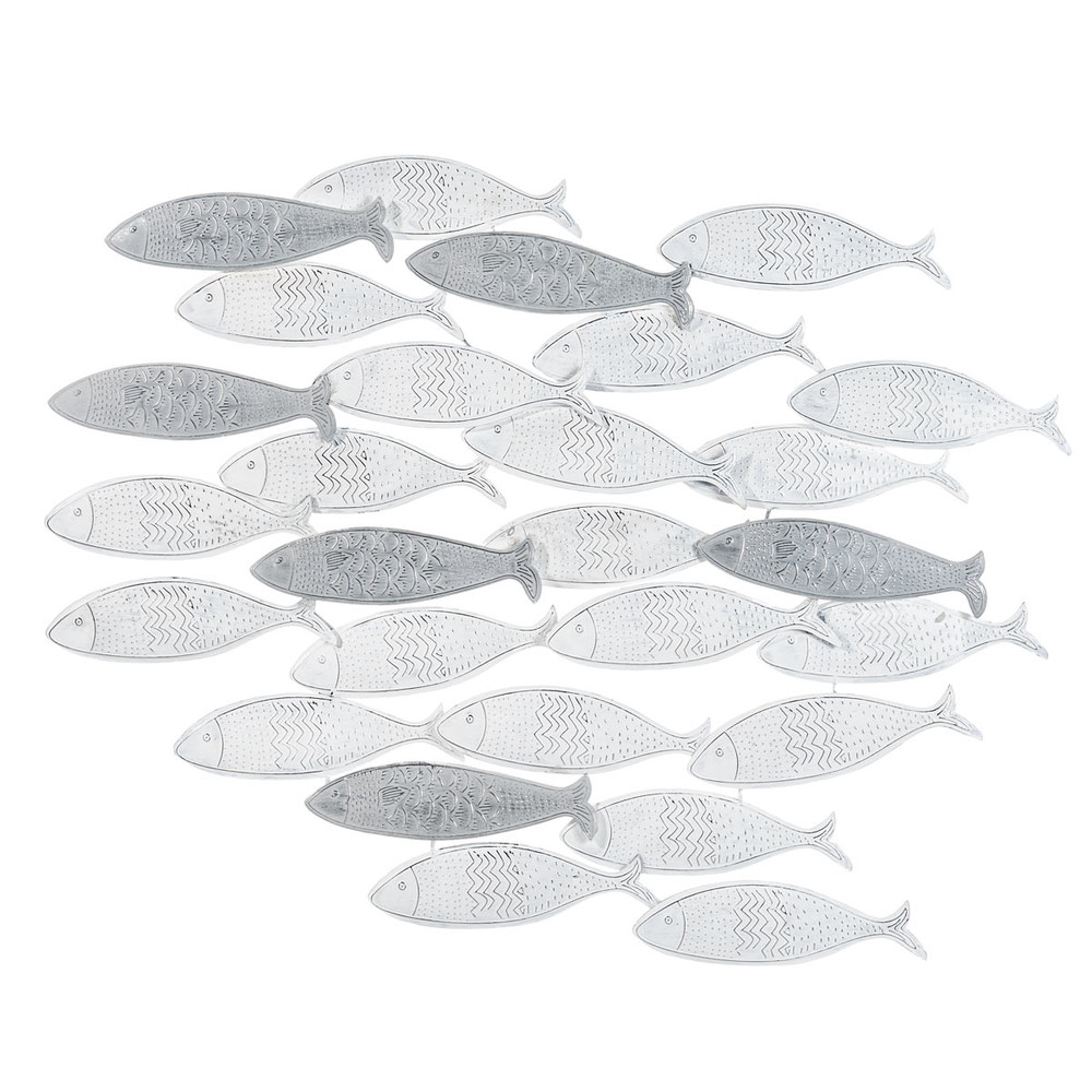 Déco murale banc de poissons en métal 70x56 Déco murale banc de poissons en métal 70x56