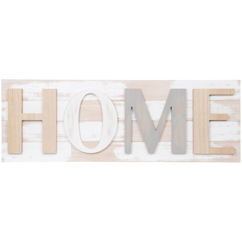 Déco murale blanche, grise et beige 80x28 (photo) Déco murale blanche, grise et beige 80x28