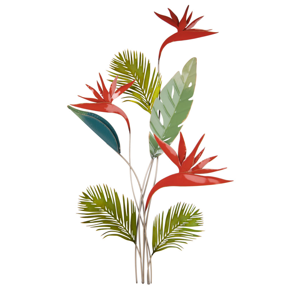 Déco murale branchage en métal vert et rouge 54x89 Déco murale branchage en métal vert et rouge 54x89