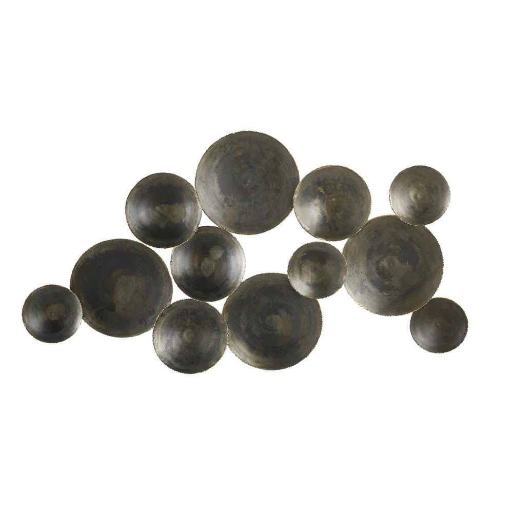 Déco murale disques en métal ciselé noir et doré 129x72 Déco murale disques en métal ciselé noir et doré 129x72