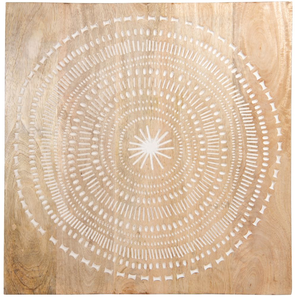 Déco murale en manguier blanc et beige 60x60 Déco murale en manguier blanc et beige 60x60