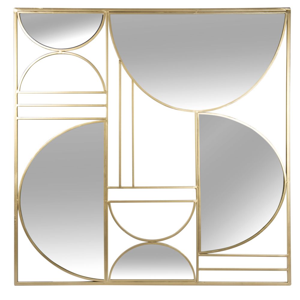 Déco murale en métal doré et miroir 80x80 Déco murale en métal doré et miroir 80x80