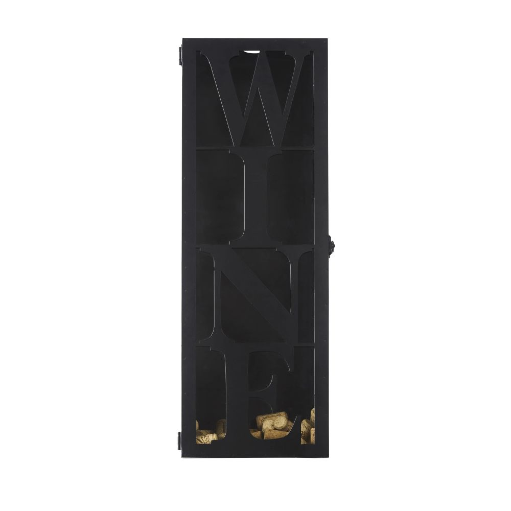 Déco murale en métal noir et verre imprimé avec bouchons de liège 22x60 Déco murale en métal noir et verre imprimé avec bouchons de liège 22x60