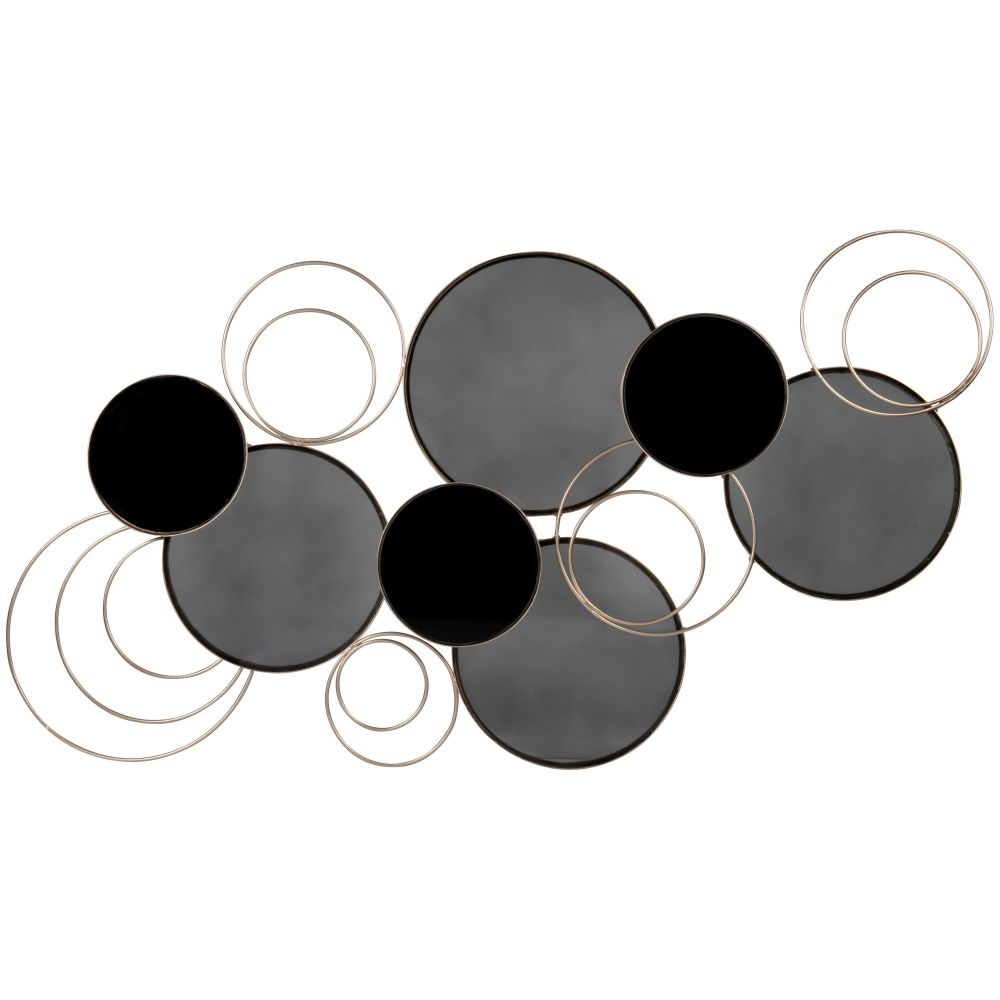 Déco murale en miroir, verre fumé et métal doré 91x46