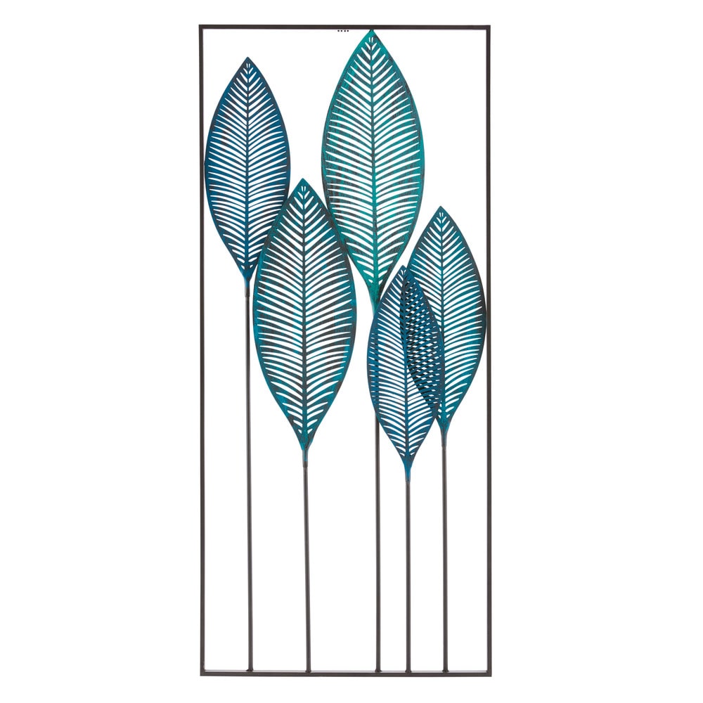 Déco murale feuillage en métal bleu 60x136 Déco murale feuillage en métal bleu 60x136
