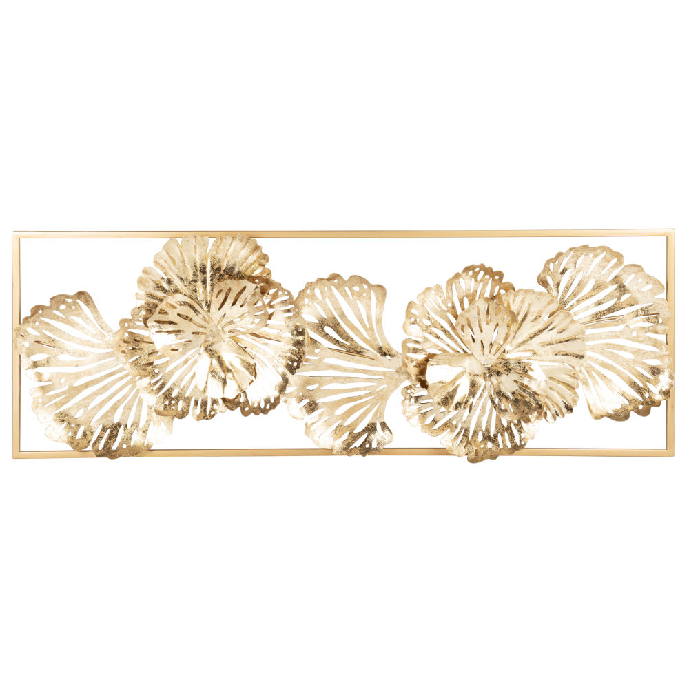 Déco murale fleurs en métal doré 31x90 Déco murale fleurs en métal doré 31x90