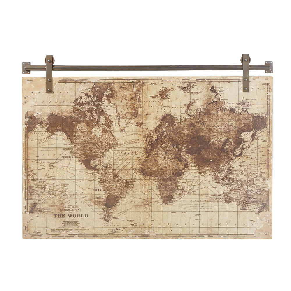 Déco murale imprimé carte du monde vieilli 121x91 Déco murale imprimé carte du monde vieilli 121x91