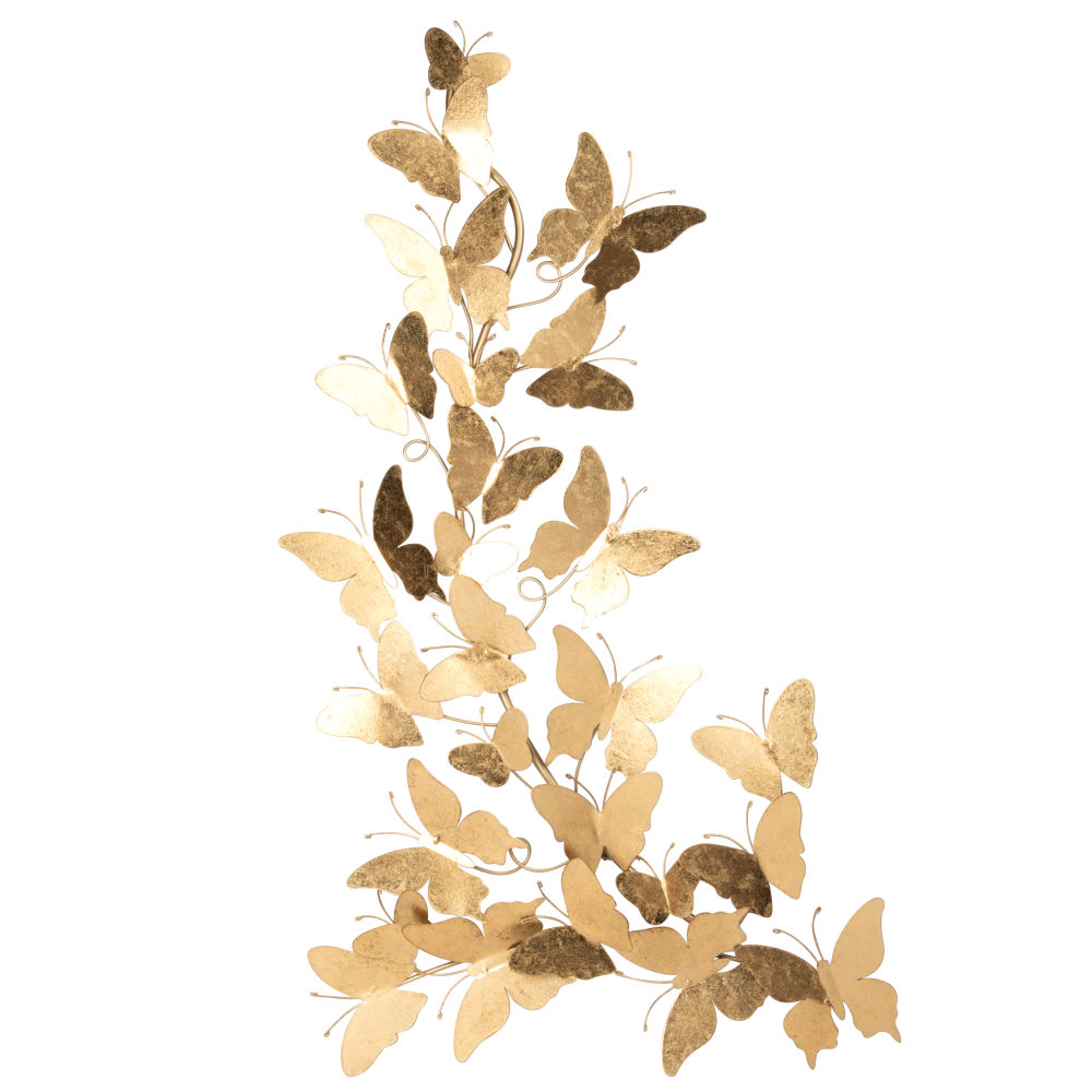 Déco murale papillons en métal doré 46x84 Déco murale papillons en métal doré 46x84