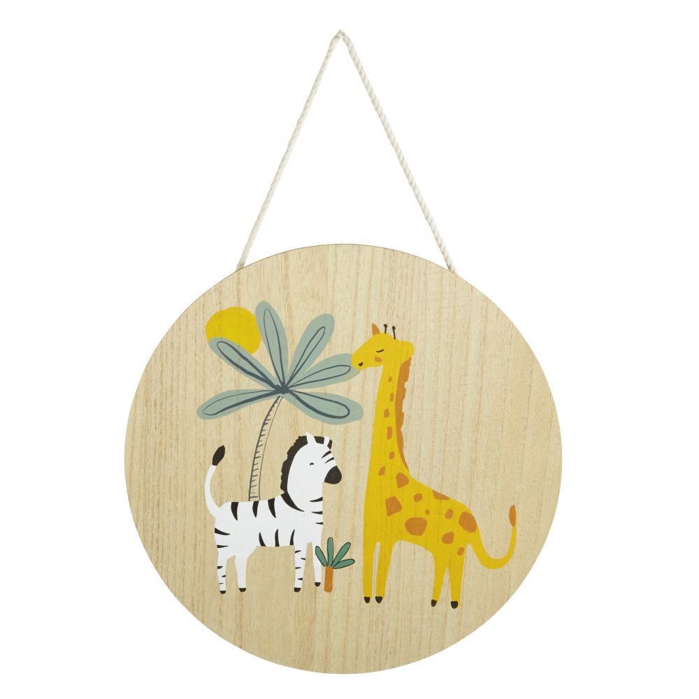 Déco murale ronde imprimé girafe et zèbre D35 (photo) Déco murale ronde imprimé girafe et zèbre D35