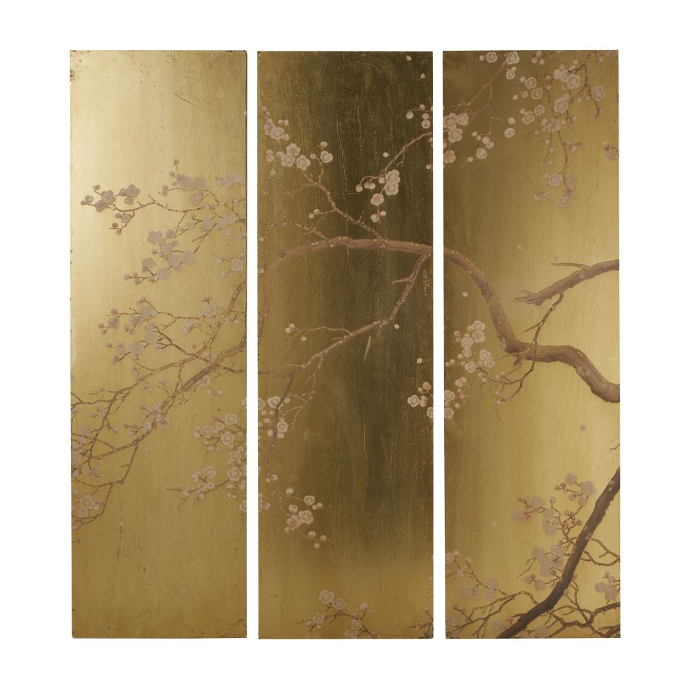 Déco murale triptyque doré imprimé floral108x120 Déco murale triptyque doré imprimé floral108x120