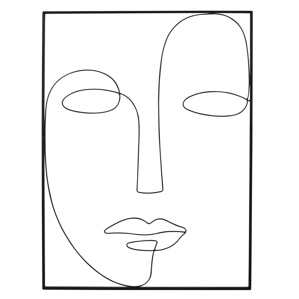 Déco murale visage filaire en métal noir 73x100 Déco murale visage filaire en métal noir 73x100