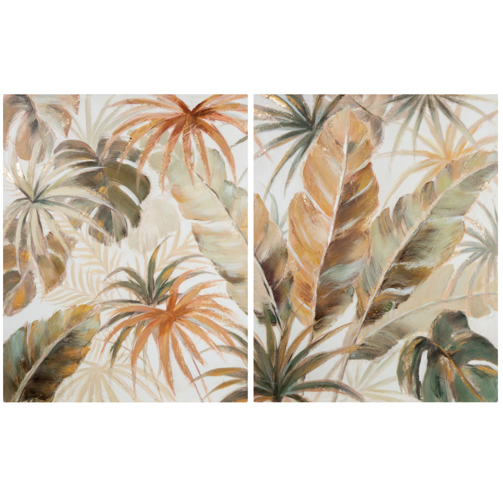 Diptyque imprimé et peint vert, orange et doré 112x70 Diptyque imprimé et peint vert, orange et doré 112x70