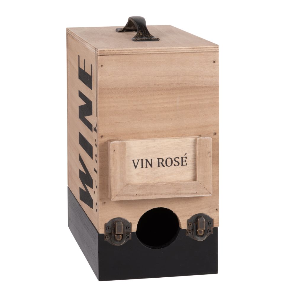 Distributeur de vin cubi en paulownia inscriptions noires (photo) Distributeur de vin cubi en paulownia inscriptions noires