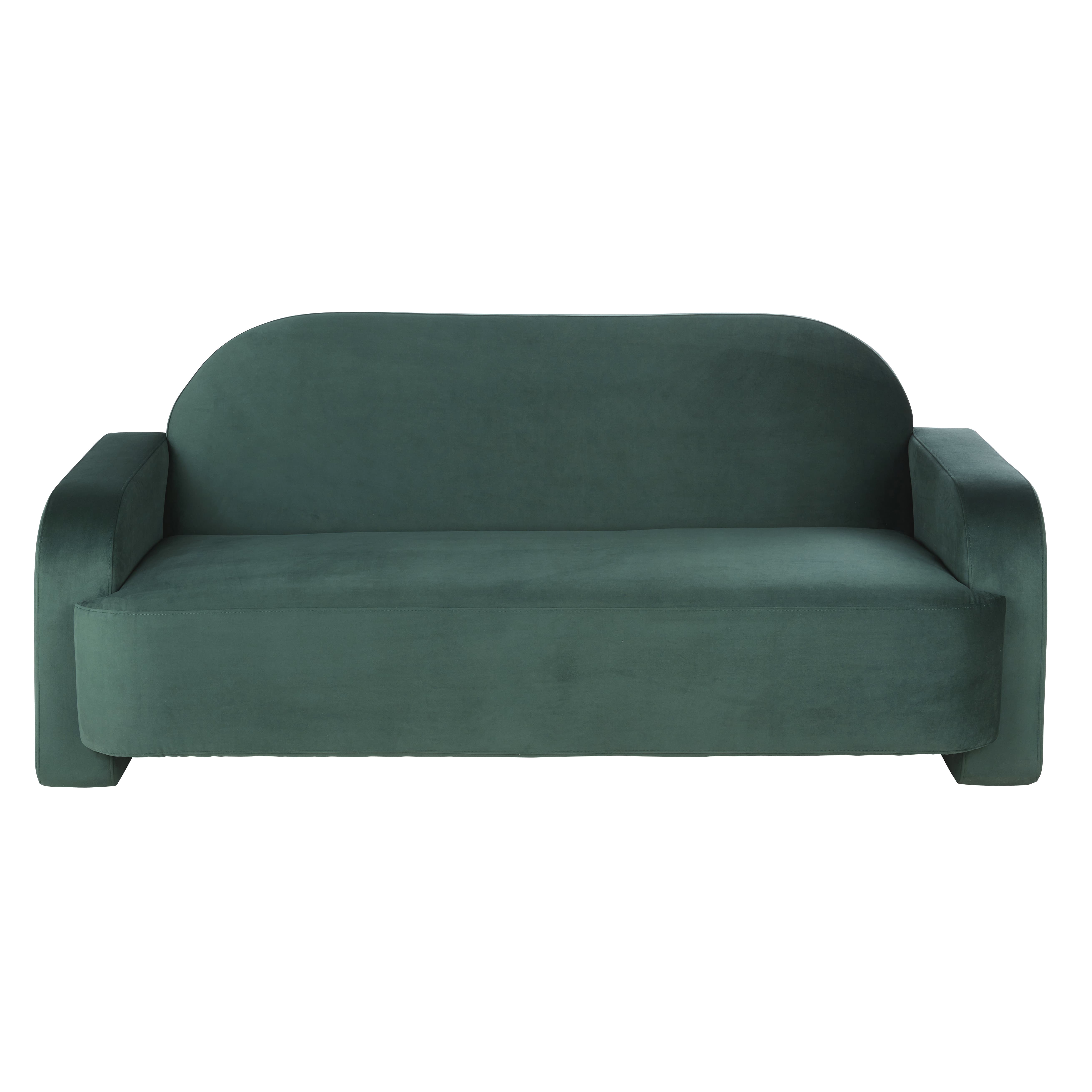 Divano professionale a 3 posti in velluto verde - Modello Contemporaneo - Verde - Legno - Maisons du Monde