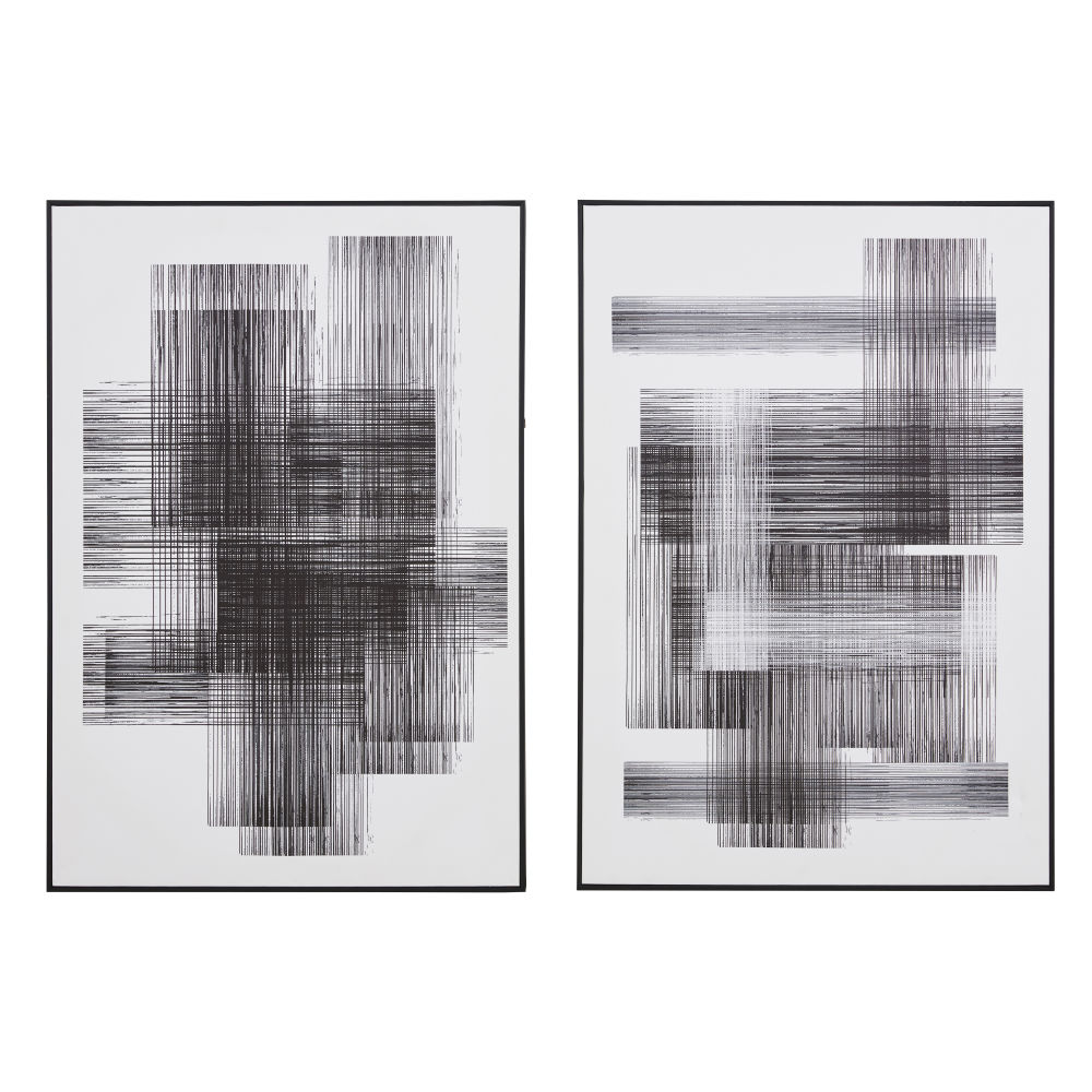 Ensemble de 2 toiles imprimées, noir et blanc 55x80 (x2)
